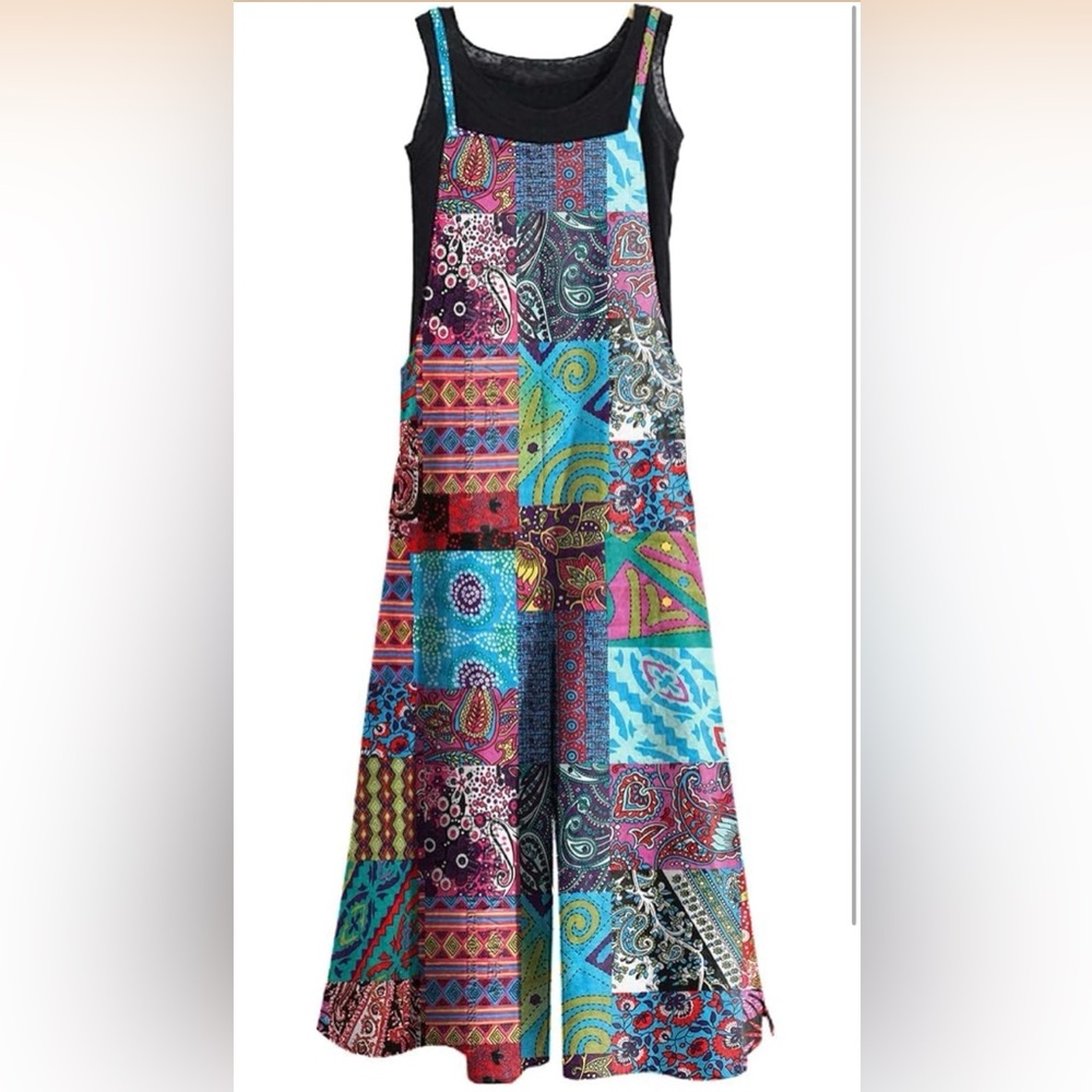 100% Cotton Wide Leg Overalls L NEW | Bohemian Fall Bib Overalls